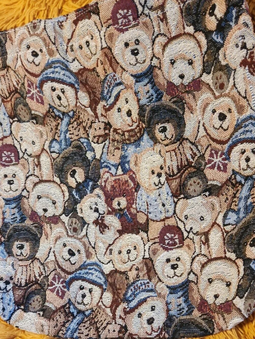 Teddy Bear Pattern Tapestry Tote Bag FINAL PRICE